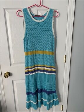 Sleeveless Knit Midi Crochet Dress, Sz XL